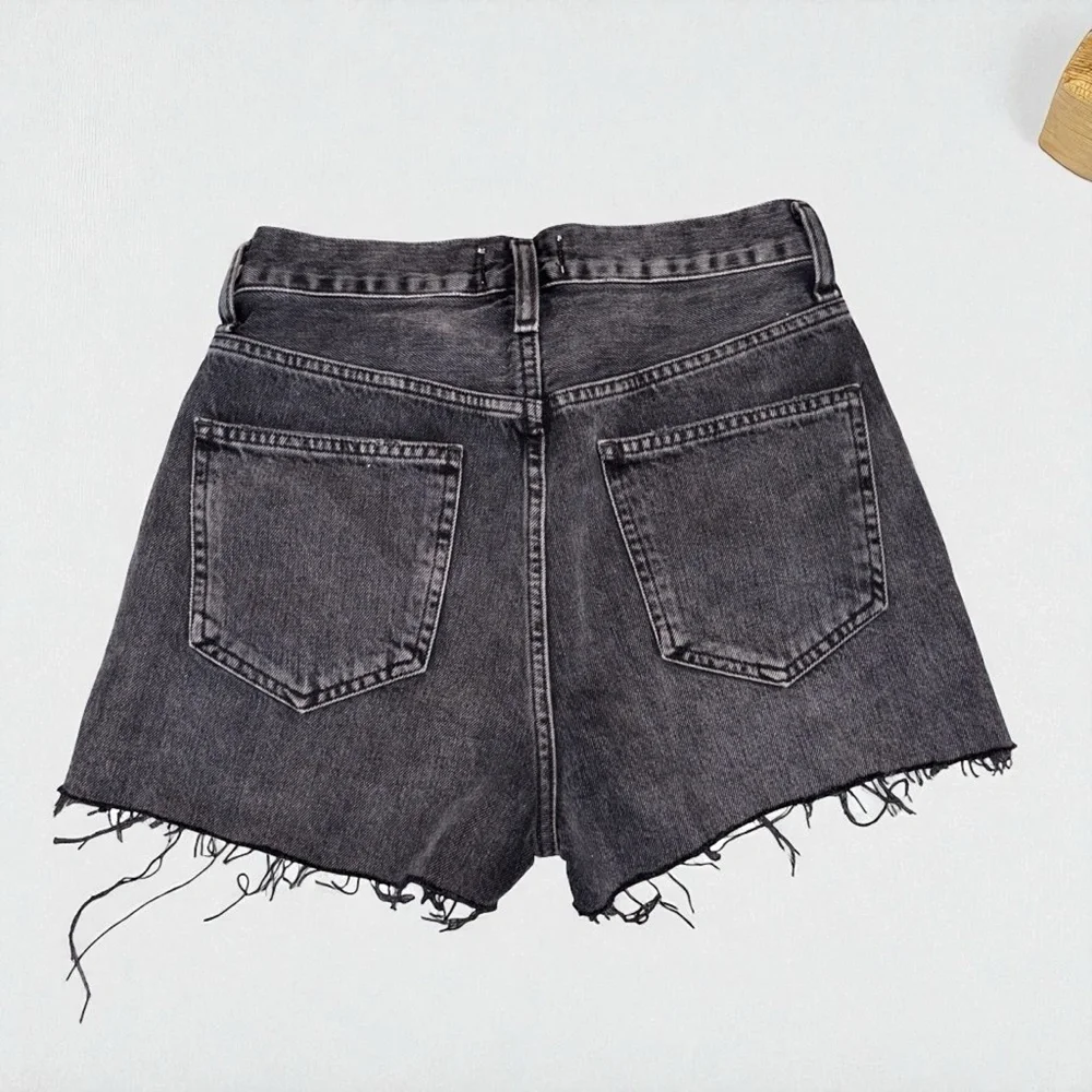Agolde cross cross distressed Frayed Jean Shorts - Picture 2 of 5